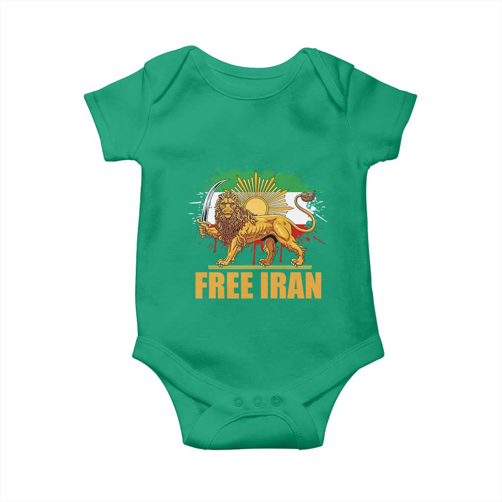 Free Iran Baby Onesie Iran Flag Lion And Sun Persian Pride Iranian Protests TS11 Irish Green Print Your Wear