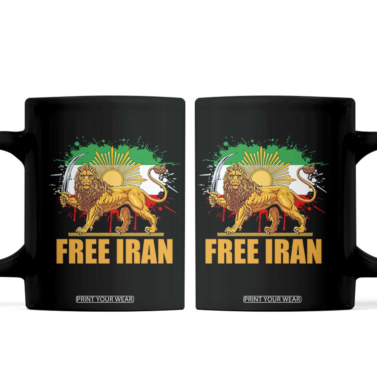 Free Iran Coffee Mug Iran Flag Lion And Sun Persian Pride Iranian Protests TS11 Black Print Your Wear