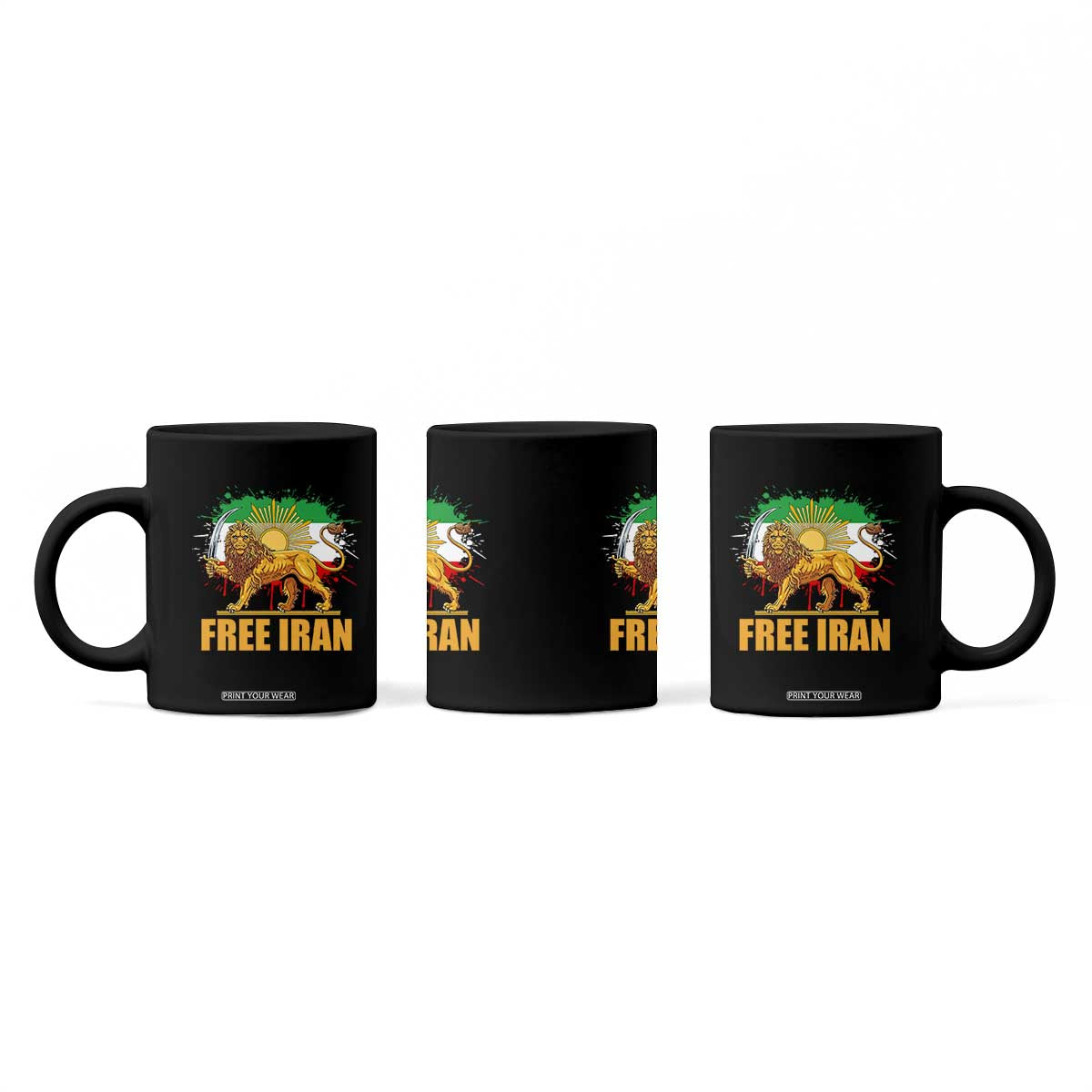 Free Iran Coffee Mug Iran Flag Lion And Sun Persian Pride Iranian Protests TS11 Print Your Wear