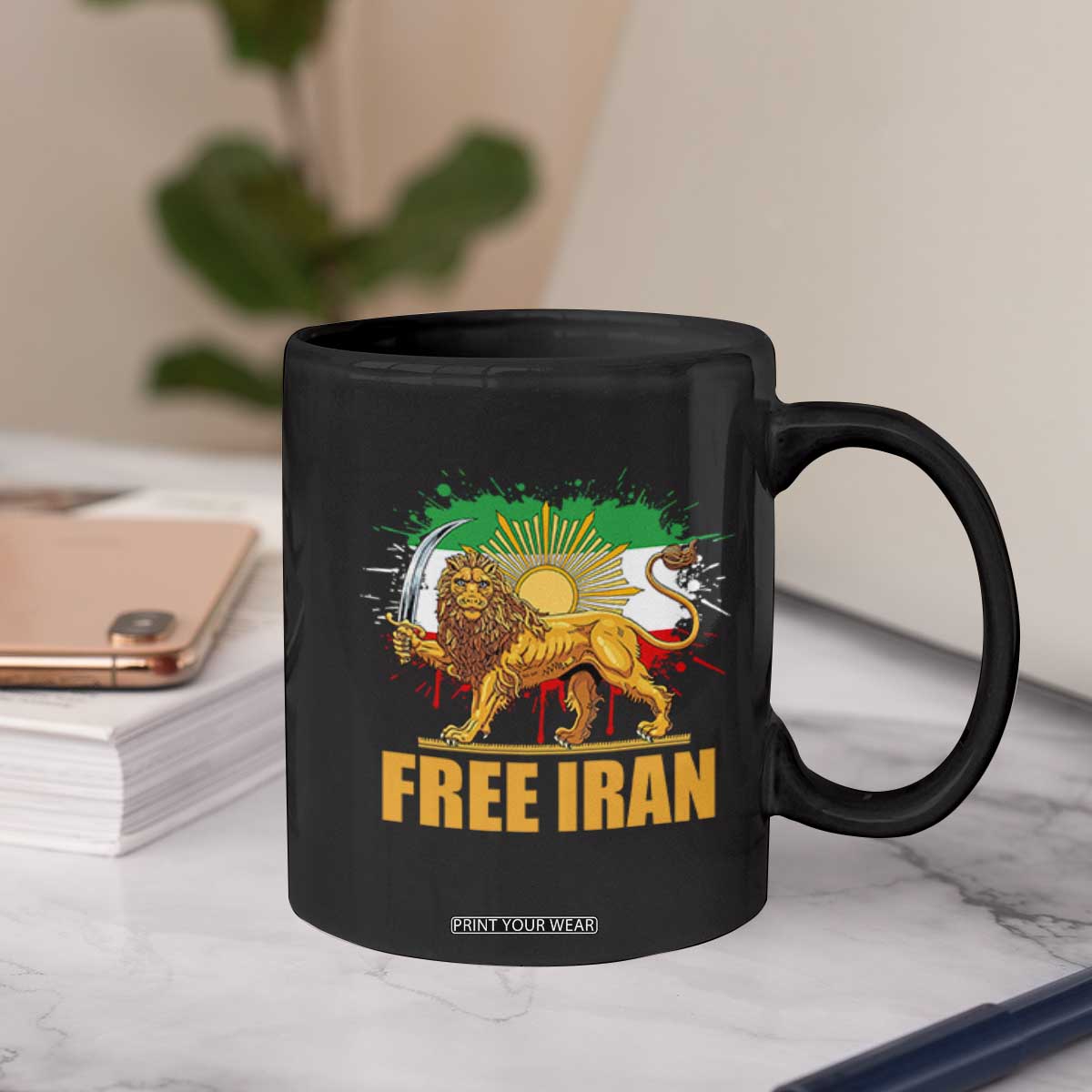 Free Iran Coffee Mug Iran Flag Lion And Sun Persian Pride Iranian Protests TS11 Print Your Wear