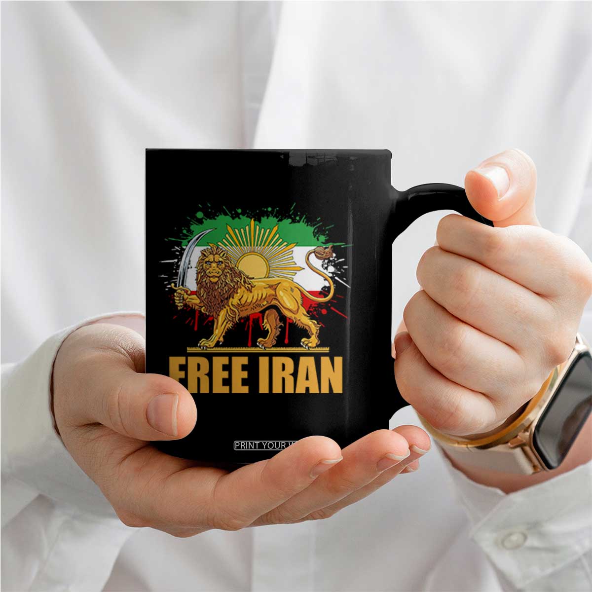Free Iran Coffee Mug Iran Flag Lion And Sun Persian Pride Iranian Protests TS11 Print Your Wear