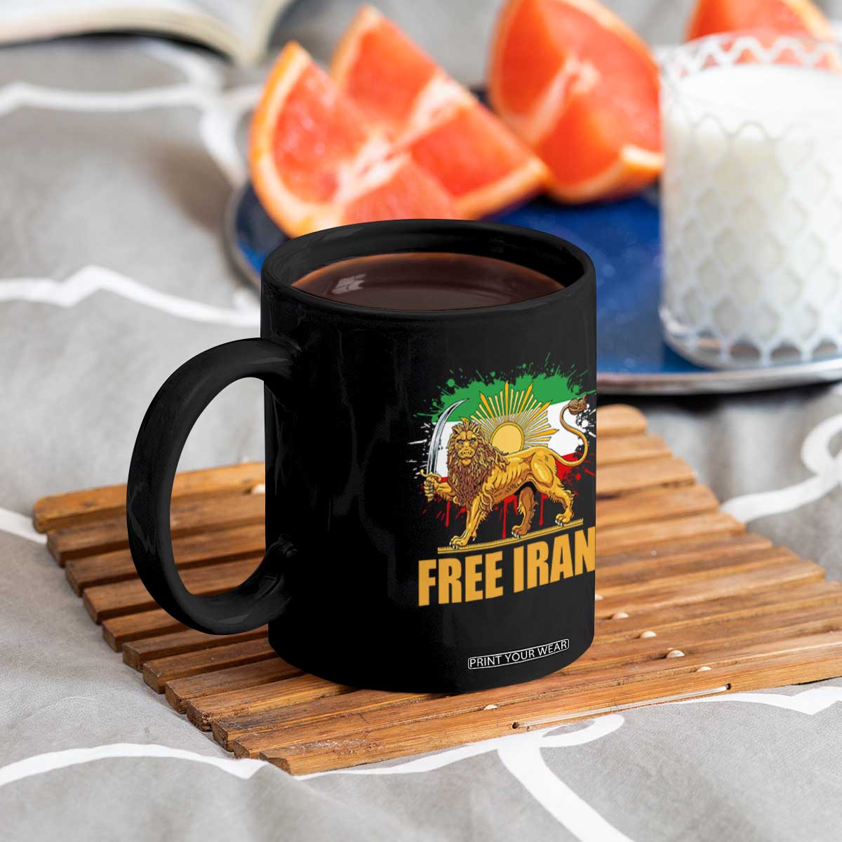 Free Iran Coffee Mug Iran Flag Lion And Sun Persian Pride Iranian Protests TS11 Print Your Wear