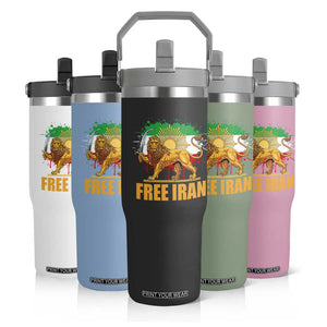 Free Iran Flip Straw Tumbler Iran Flag Lion And Sun Persian Pride Iranian Protests TS11 Print Your Wear