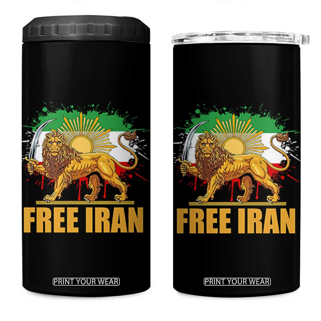 Free Iran 4 in 1 Can Cooler Tumbler Iran Flag Lion And Sun Persian Pride Iranian Protests TS11 One Size: 16 oz Black Print Your Wear