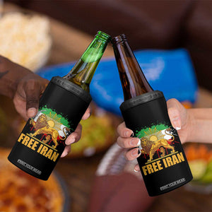 Free Iran 4 in 1 Can Cooler Tumbler Iran Flag Lion And Sun Persian Pride Iranian Protests TS11 Print Your Wear