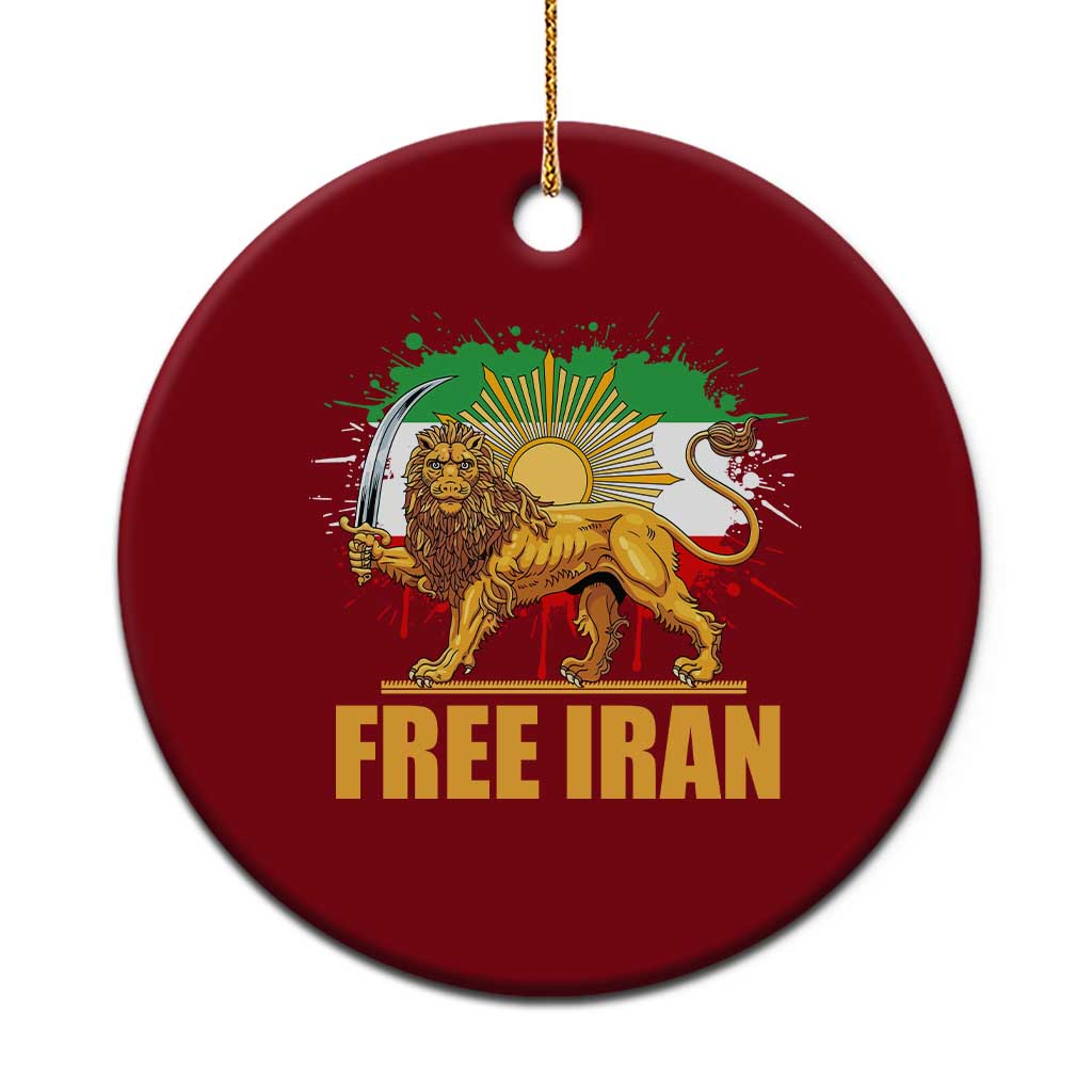 Free Iran Ceramic Ornament Iran Flag Lion And Sun Persian Pride Iranian Protests TS11 1pc Red Print Your Wear
