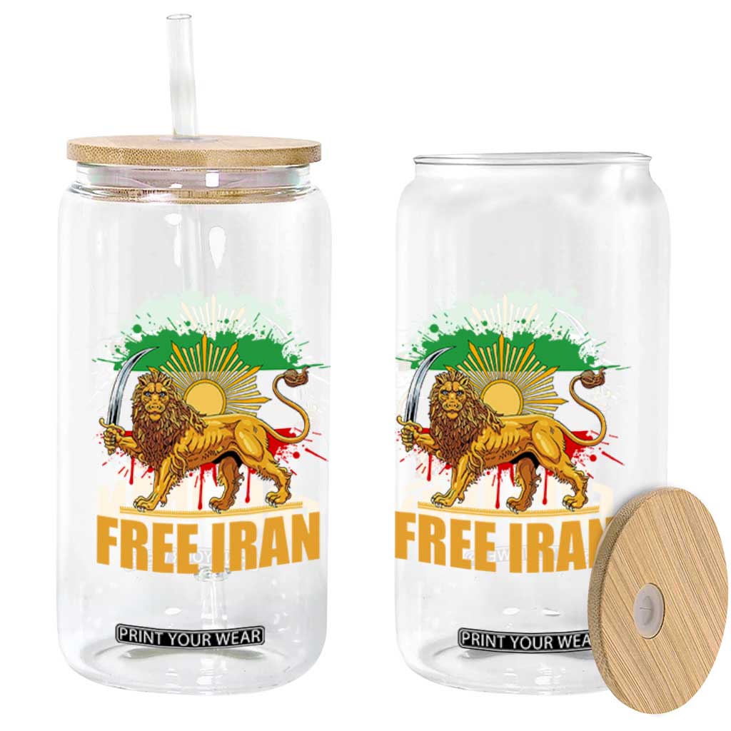 Free Iran Glass Can Iran Flag Lion And Sun Persian Pride Iranian Protests TS11 Print Your Wear