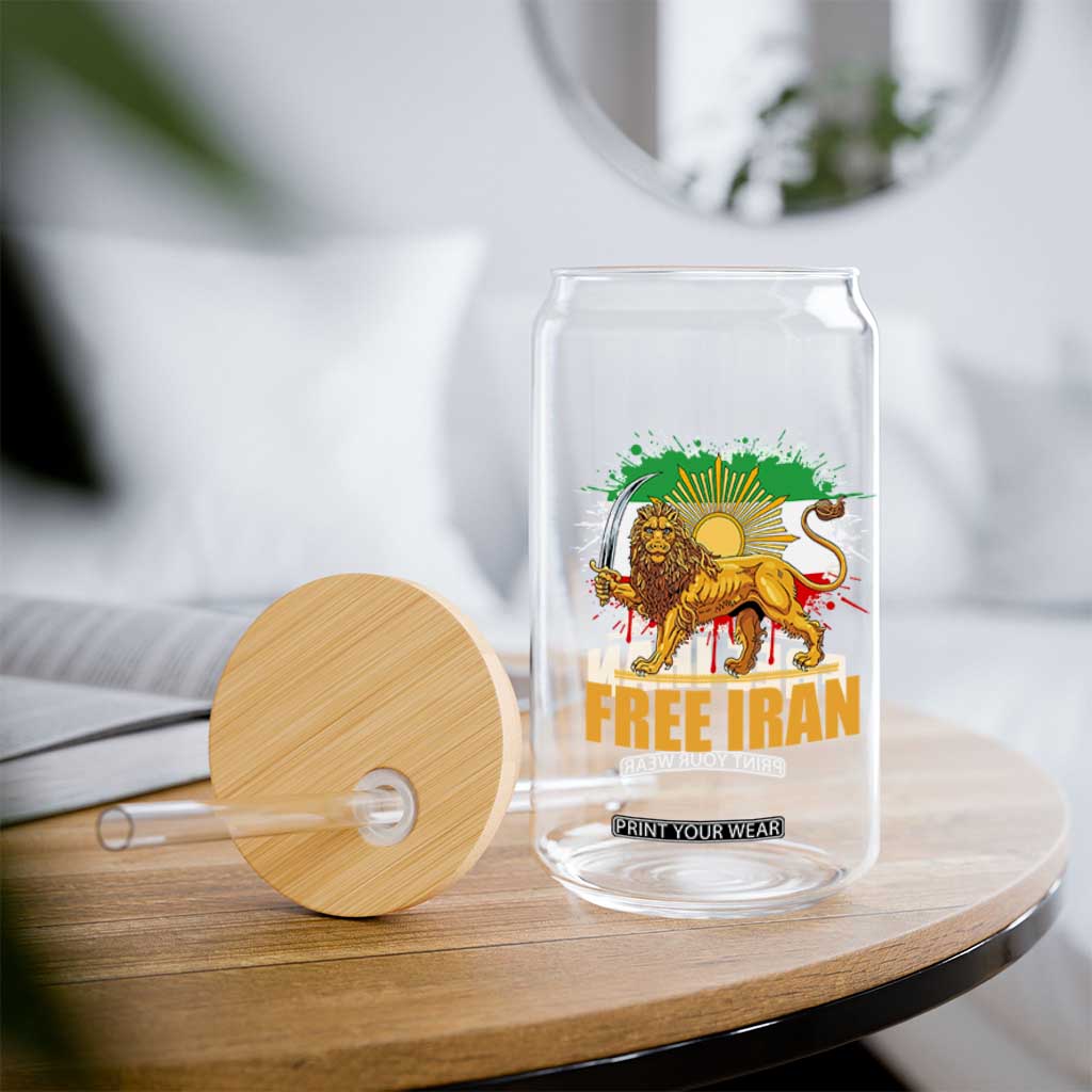 Free Iran Glass Can Iran Flag Lion And Sun Persian Pride Iranian Protests TS11 Print Your Wear