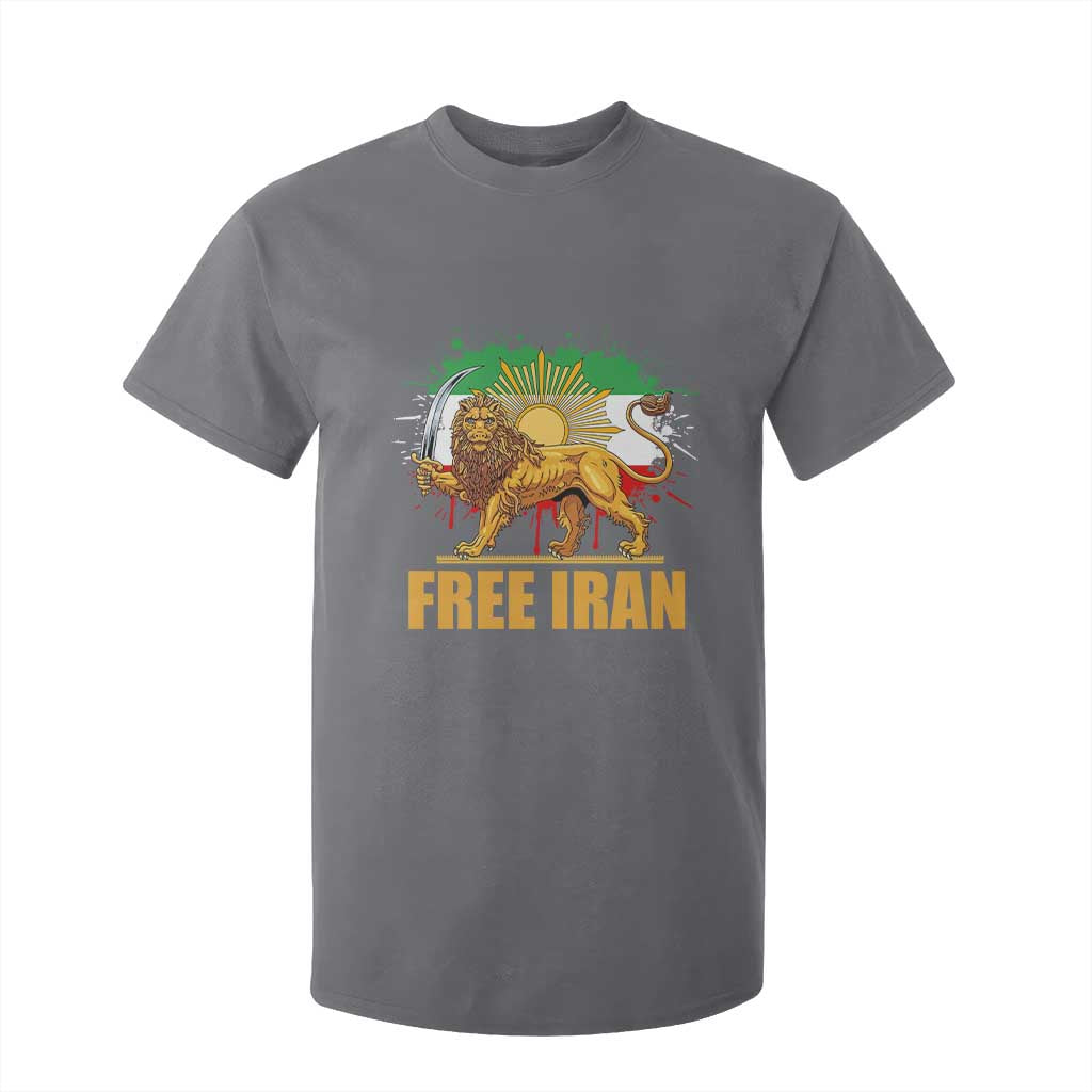 Free Iran T Shirt For Kid Iran Flag Lion And Sun Persian Pride Iranian Protests TS11 Charcoal Print Your Wear