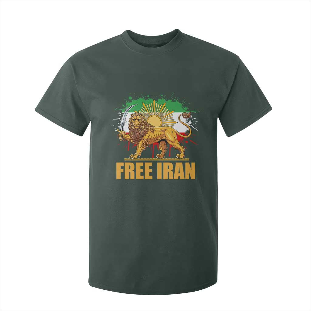 Free Iran T Shirt For Kid Iran Flag Lion And Sun Persian Pride Iranian Protests TS11 Dark Forest Green Print Your Wear