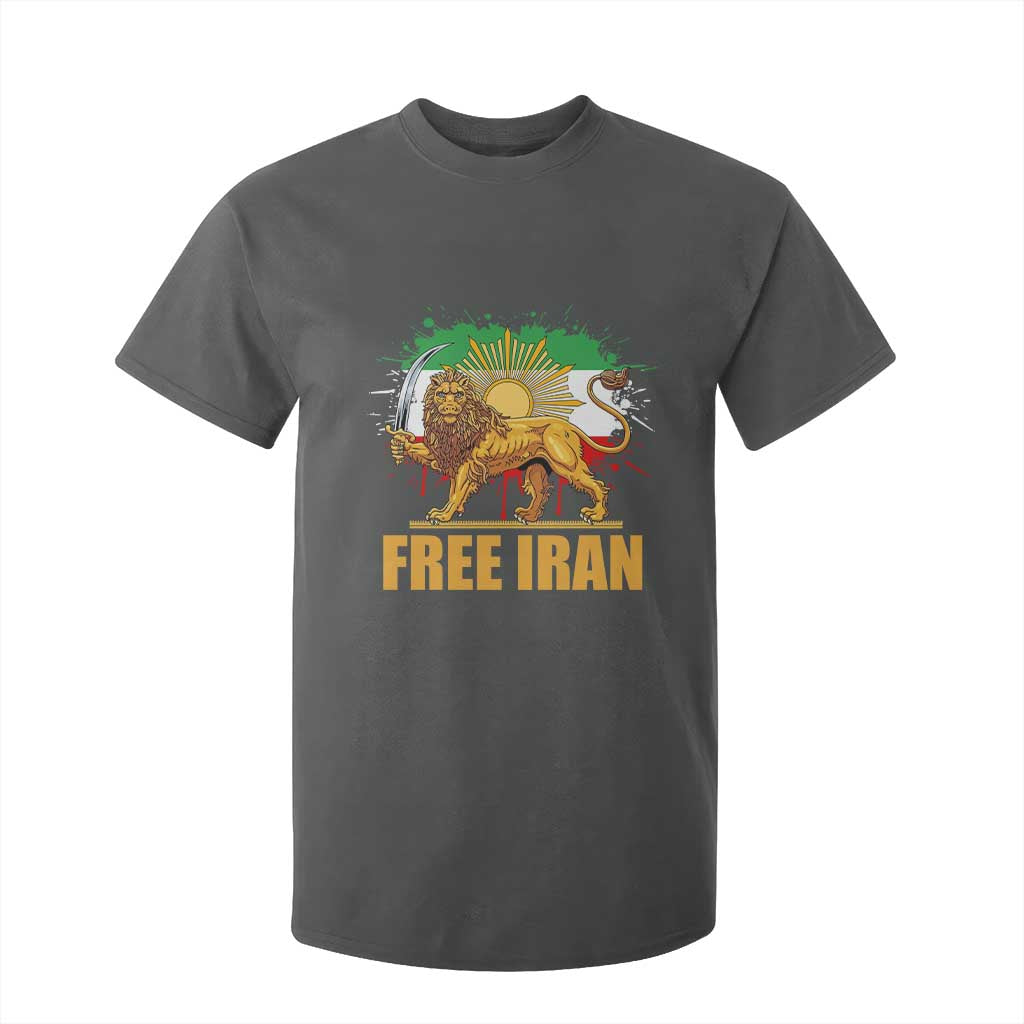 Free Iran T Shirt For Kid Iran Flag Lion And Sun Persian Pride Iranian Protests TS11 Dark Heather Print Your Wear