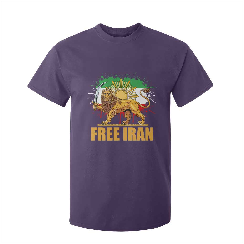 Free Iran T Shirt For Kid Iran Flag Lion And Sun Persian Pride Iranian Protests TS11 Purple Print Your Wear