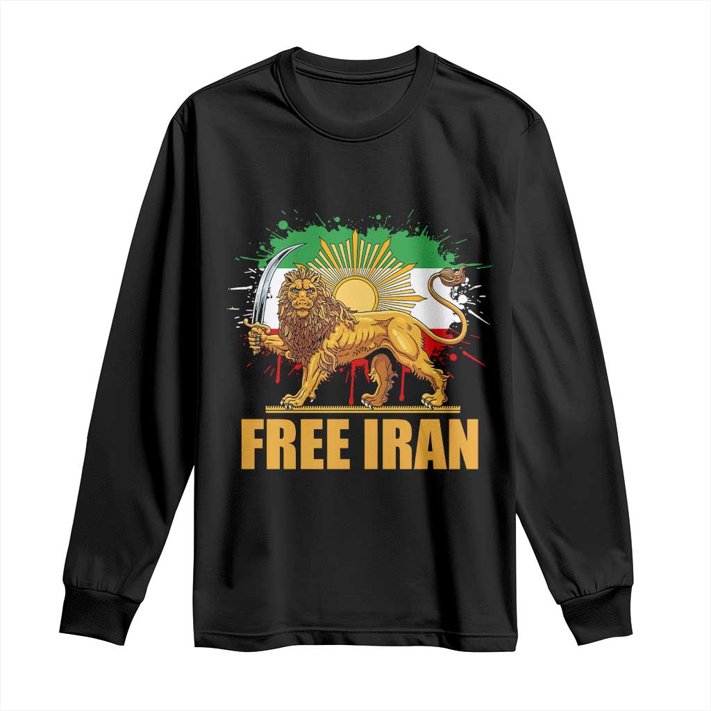Free Iran Long Sleeve Shirt Iran Flag Lion And Sun Persian Pride Iranian Protests TS11 Black Print Your Wear