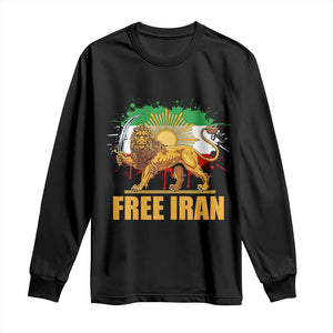 Free Iran Long Sleeve Shirt Iran Flag Lion And Sun Persian Pride Iranian Protests TS11 Black Print Your Wear