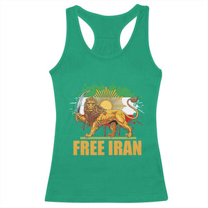 Free Iran Racerback Tank Top Iran Flag Lion And Sun Persian Pride Iranian Protests TS11 Irish Green Print Your Wear