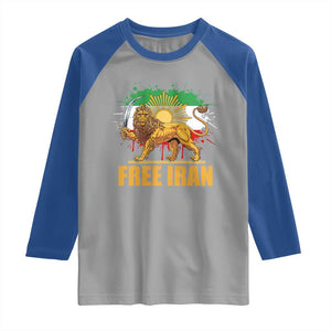 Free Iran Raglan Shirt Iran Flag Lion And Sun Persian Pride Iranian Protests TS11 Sport Gray Royal Print Your Wear