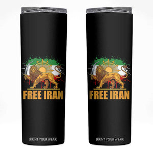 Free Iran Skinny Tumbler Iran Flag Lion And Sun Persian Pride Iranian Protests TS11 Black Print Your Wear