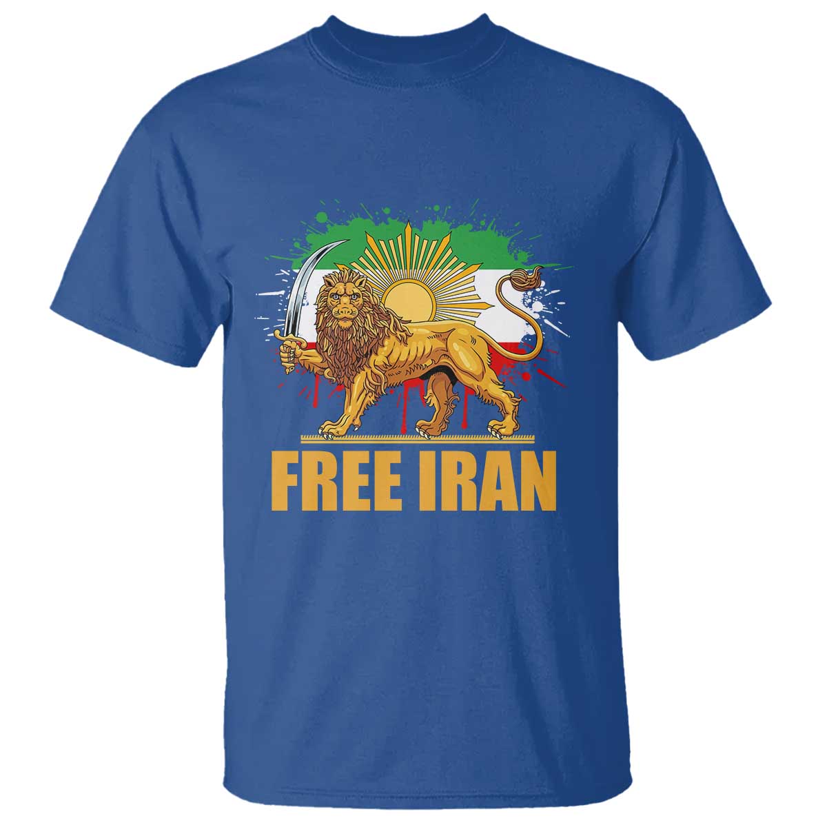 Free Iran T Shirt Iran Flag Lion And Sun Persian Pride Iranian Protests TS11 Royal Blue Print Your Wear