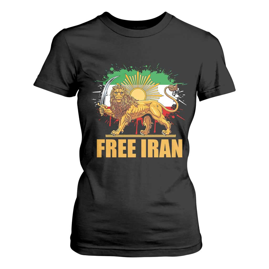 Free Iran T Shirt For Women Iran Flag Lion And Sun Persian Pride Iranian Protests TS11 Black Print Your Wear