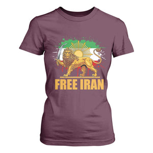 Free Iran T Shirt For Women Iran Flag Lion And Sun Persian Pride Iranian Protests TS11 Maroon Print Your Wear