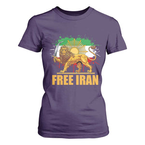 Free Iran T Shirt For Women Iran Flag Lion And Sun Persian Pride Iranian Protests TS11 Purple Print Your Wear