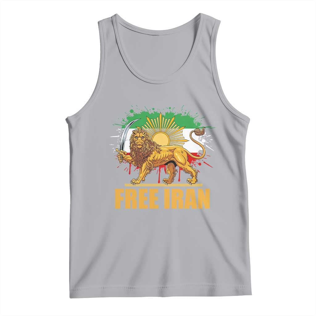 Free Iran Tank Top Iran Flag Lion And Sun Persian Pride Iranian Protests TS11 Athletic Heather Print Your Wear