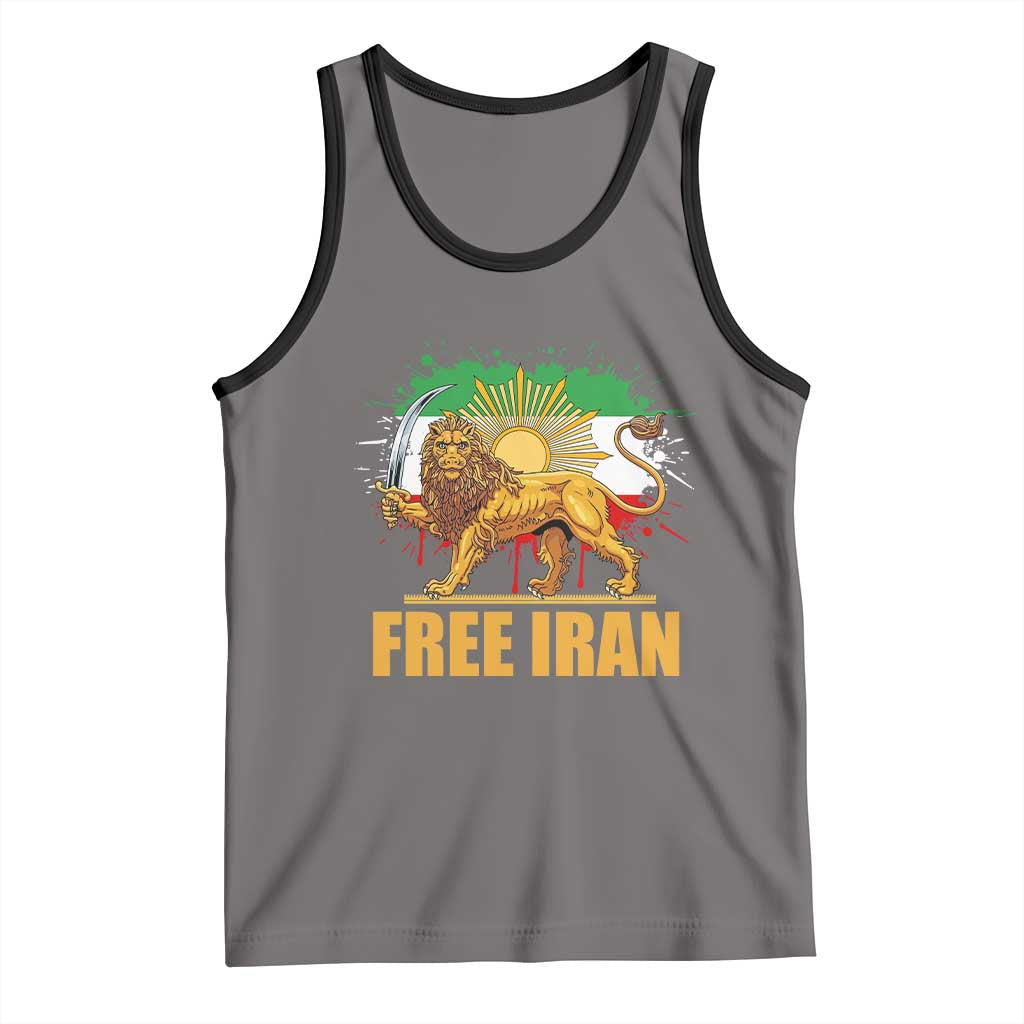 Free Iran Tank Top Iran Flag Lion And Sun Persian Pride Iranian Protests TS11 Deep Heather Black Print Your Wear