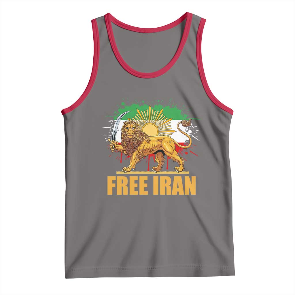 Free Iran Tank Top Iran Flag Lion And Sun Persian Pride Iranian Protests TS11 Deep Heather Red Print Your Wear