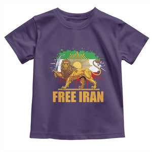 Free Iran Toddler T Shirt Iran Flag Lion And Sun Persian Pride Iranian Protests TS11 Purple Print Your Wear