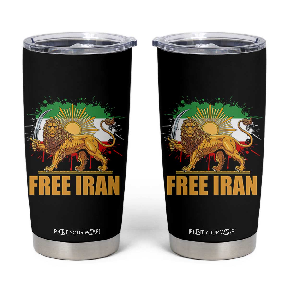 Free Iran Tumbler Cup Iran Flag Lion And Sun Persian Pride Iranian Protests TS11 Black Print Your Wear