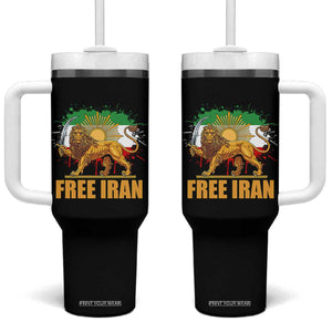 Free Iran Tumbler With Handle Iran Flag Lion And Sun Persian Pride Iranian Protests TS11 One Size: 40 oz Black Print Your Wear