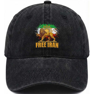 Free Iran Washed Cotton Baseball Cap Iran Flag Lion And Sun Persian Pride Iranian Protests TS11 Print Your Wear