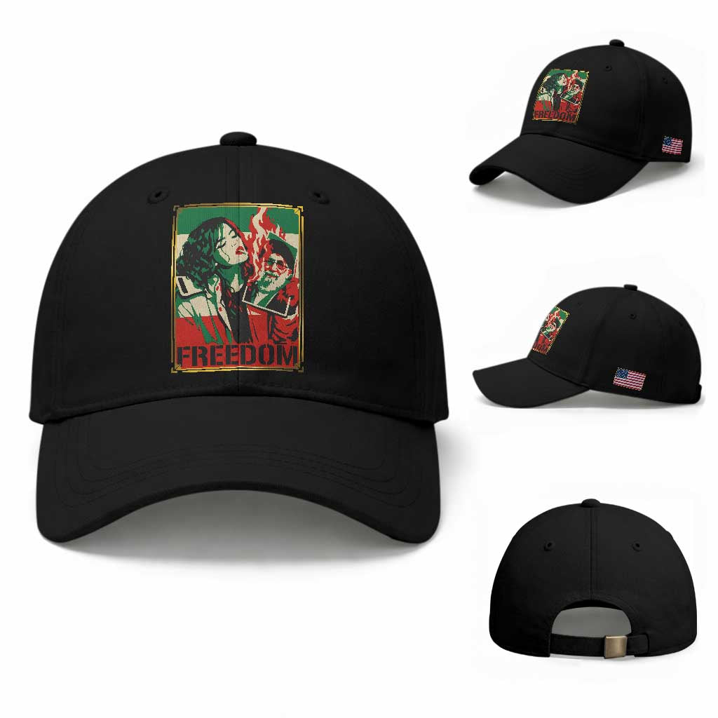 Free Iran Protest Baseball Cap Support Women Life Freedom Statement TS11 Baseball Cap Universal Fit Black Print Your Wear
