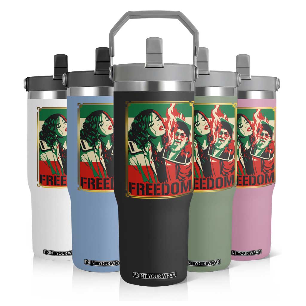 Free Iran Protest Flip Straw Tumbler Support Women Life Freedom Statement TS11 Print Your Wear