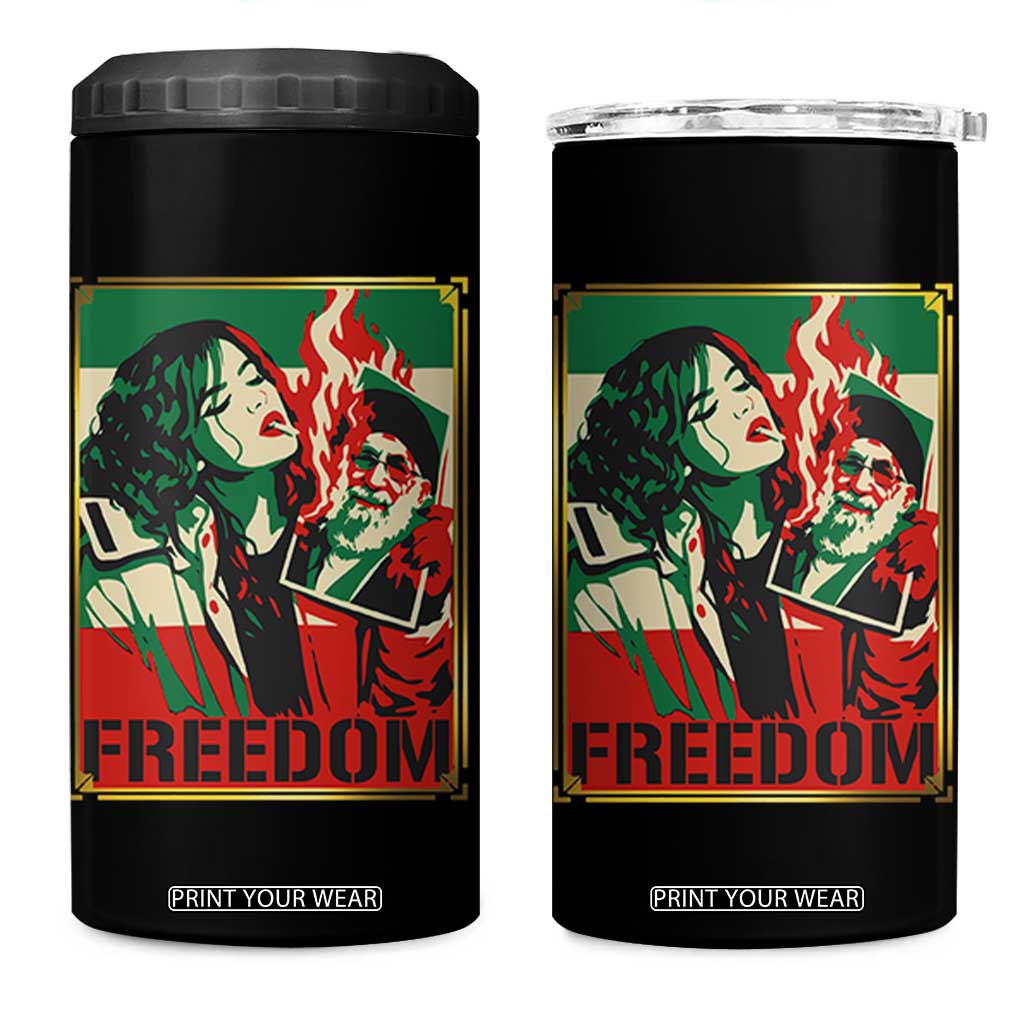 Free Iran Protest 4 in 1 Can Cooler Tumbler Support Women Life Freedom Statement TS11 One Size: 16 oz Black Print Your Wear
