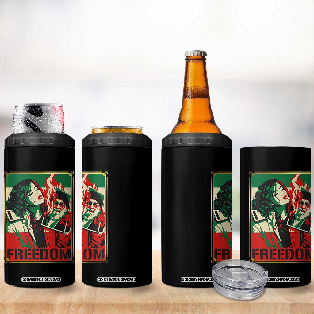 Free Iran Protest 4 in 1 Can Cooler Tumbler Support Women Life Freedom Statement TS11 Print Your Wear