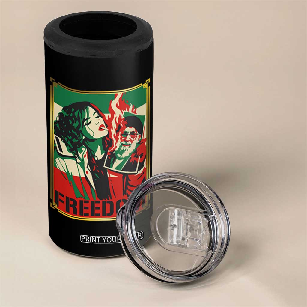 Free Iran Protest 4 in 1 Can Cooler Tumbler Support Women Life Freedom Statement TS11 Print Your Wear