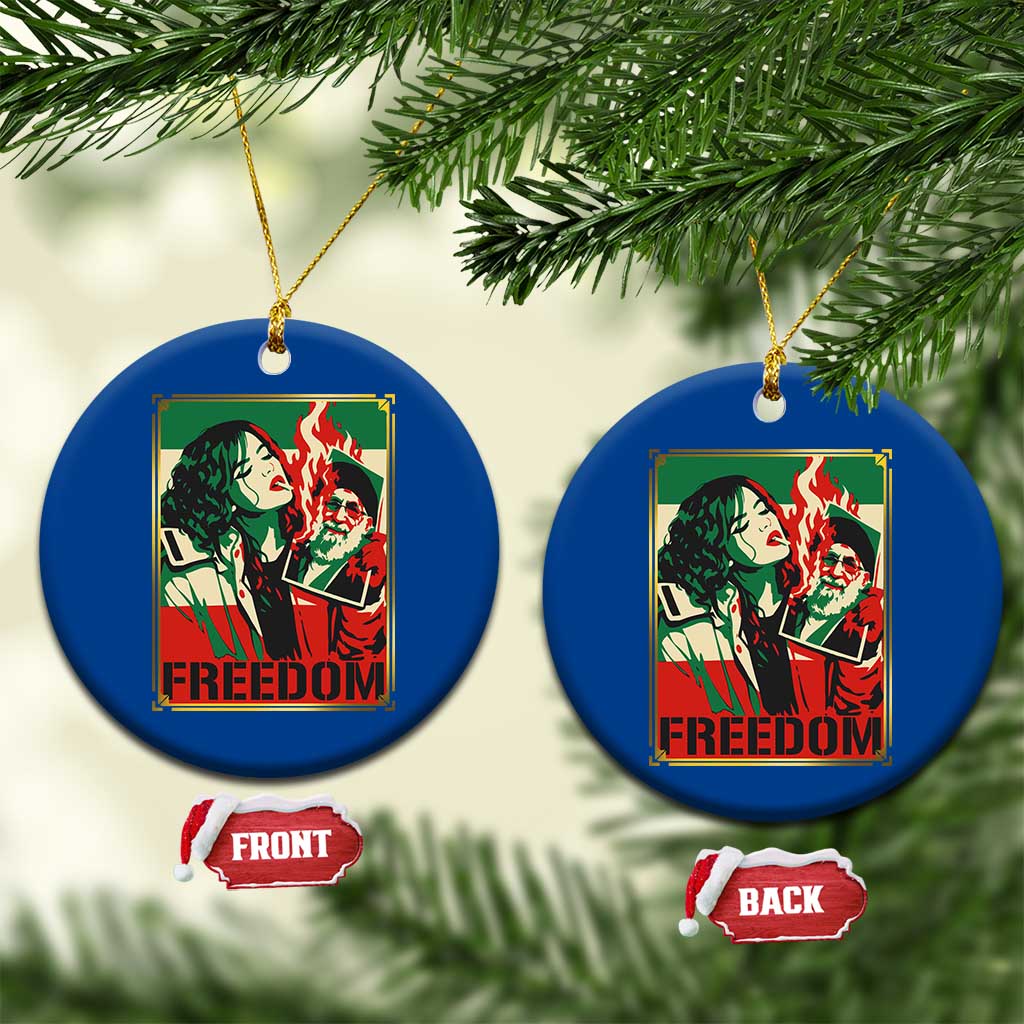 Free Iran Protest Ceramic Ornament Support Women Life Freedom Statement TS11 1pc Blue Print Your Wear