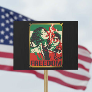 Free Iran Protest Protest Sign Support Women Life Freedom Statement TS11 Horizontal 18" × 24" Black Print Your Wear
