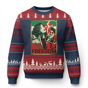 Free Iran Protest Ugly Christmas Sweater Support Women Life Freedom Statement TS11 Navy Red Print Your Wear