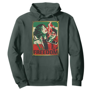 Free Iran Protest Hoodie Support Women Life Freedom Statement TS11 Dark Forest Green Print Your Wear