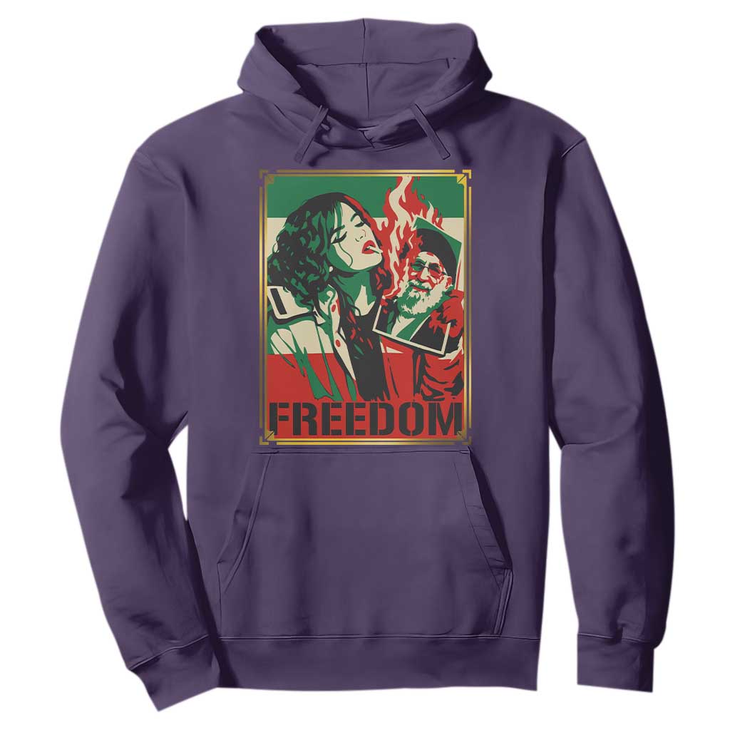 Free Iran Protest Hoodie Support Women Life Freedom Statement TS11 Purple Print Your Wear