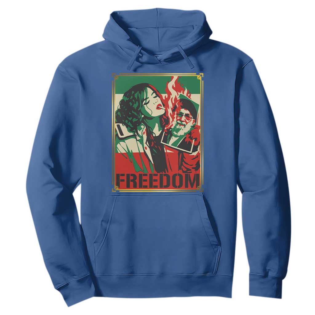 Free Iran Protest Hoodie Support Women Life Freedom Statement TS11 Royal Blue Print Your Wear