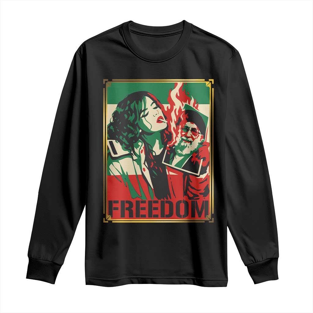 Free Iran Protest Long Sleeve Shirt Support Women Life Freedom Statement TS11 Black Print Your Wear