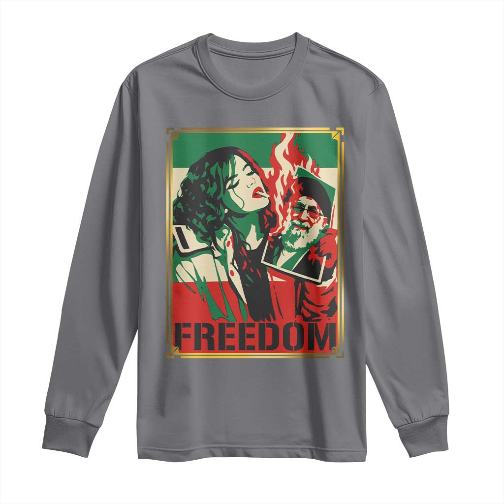 Free Iran Protest Long Sleeve Shirt Support Women Life Freedom Statement TS11 Charcoal Print Your Wear