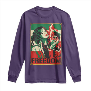 Free Iran Protest Long Sleeve Shirt - Support Women Life Freedom Statement Solidarity Tee TS11 Purple Print Your Wear