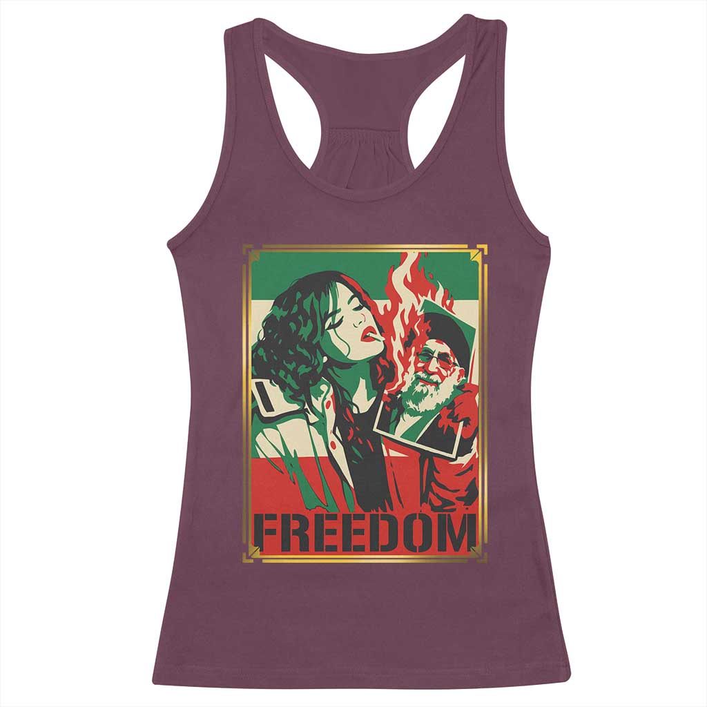 Free Iran Protest Racerback Tank Top Support Women Life Freedom Statement TS11 Maroon Print Your Wear