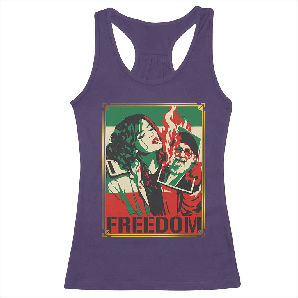 Free Iran Protest Racerback Tank Top Support Women Life Freedom Statement TS11 Purple Print Your Wear