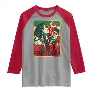 Free Iran Protest Raglan Shirt Support Women Life Freedom Statement TS11 Sport Gray Red Print Your Wear
