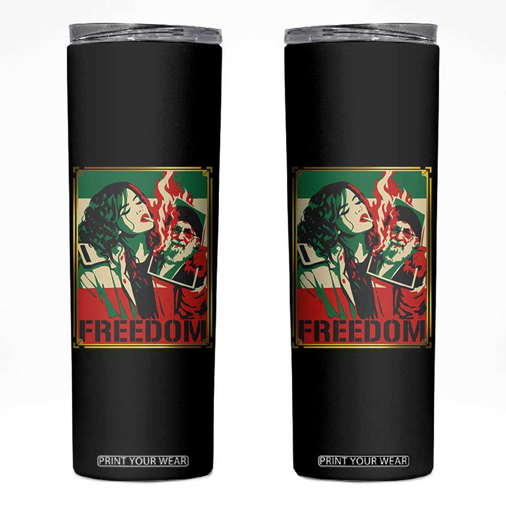 Free Iran Protest Skinny Tumbler Support Women Life Freedom Statement TS11 Black Print Your Wear